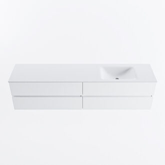 Mondiaz VICA 200cm badmeubel onderkast Talc 4 lades. Wastafel CLOUD rechts 1 kraangat, kleur Talc.