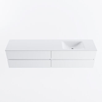 Mondiaz VICA 200cm badmeubel onderkast Talc 4 lades. Wastafel CLOUD rechts zonder kraangat, kleur Talc.