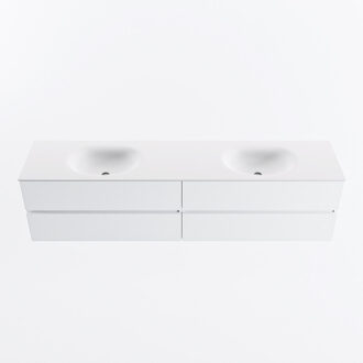 Mondiaz VICA 200cm badmeubel onderkast Talc 4 lades. Wastafel MOON dubbel 2 kraangaten, kleur Talc.