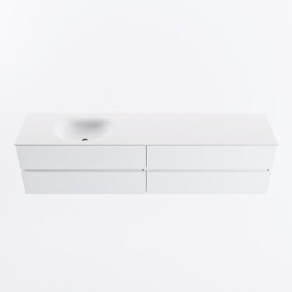 Mondiaz VICA 200cm badmeubel onderkast Talc 4 lades. Wastafel MOON links zonder kraangat, kleur Talc.