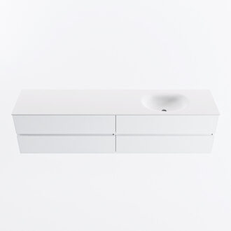Mondiaz VICA 200cm badmeubel onderkast Talc 4 lades. Wastafel MOON rechts 1 kraangat, kleur Talc.