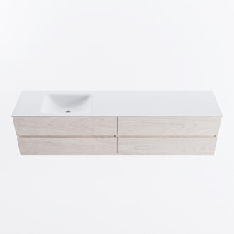 Mondiaz VICA 200cm badmeubel onderkast Underlayment 4 lades. Wastafel CLOUD links zonder kraangat, kleur Talc.