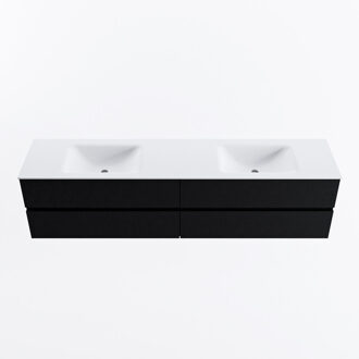 Mondiaz VICA 200cm badmeubel onderkast Urban 4 lades. Wastafel CLOUD dubbel zonder kraangat, kleur Talc.