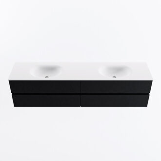 Mondiaz VICA 200cm badmeubel onderkast Urban 4 lades. Wastafel MOON dubbel zonder kraangat, kleur Talc.