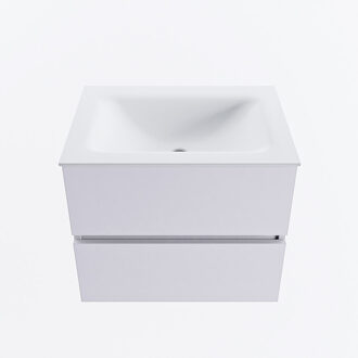 Mondiaz VICA 60cm badmeubel onderkast Cale 2 lades. Wastafel CLOUD midden zonder kraangat, kleur Talc.