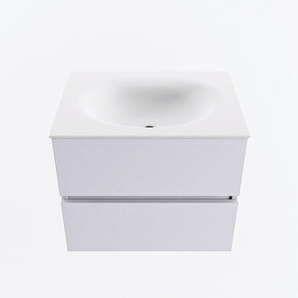 Mondiaz VICA 60cm badmeubel onderkast Cale 2 lades. Wastafel MOON midden zonder kraangat, kleur Talc.