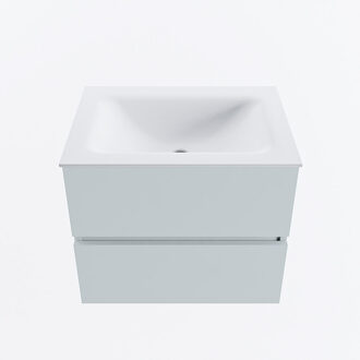 Mondiaz VICA 60cm badmeubel onderkast Clay 2 lades. Wastafel CLOUD midden 1 kraangat, kleur Talc.