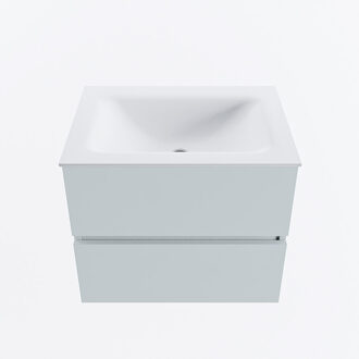 Mondiaz VICA 60cm badmeubel onderkast Clay 2 lades. Wastafel CLOUD midden zonder kraangat, kleur Talc.