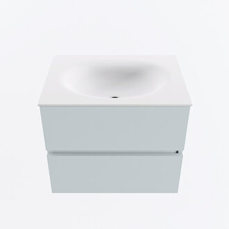 Mondiaz VICA 60cm badmeubel onderkast Clay 2 lades. Wastafel MOON midden 1 kraangat, kleur Talc.