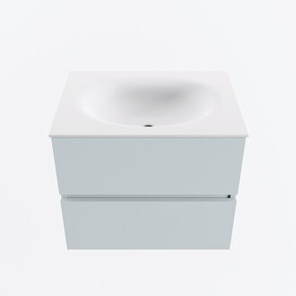 Mondiaz VICA 60cm badmeubel onderkast Clay 2 lades. Wastafel MOON midden zonder kraangat, kleur Talc.