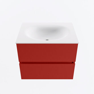 Mondiaz VICA 60cm badmeubel onderkast Fire 2 lades. Wastafel MOON midden 1 kraangat, kleur Talc.