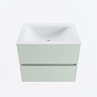 Mondiaz VICA 60cm badmeubel onderkast Greey 2 lades. Wastafel CLOUD midden 1 kraangat, kleur Talc.