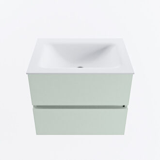 Mondiaz VICA 60cm badmeubel onderkast Greey 2 lades. Wastafel CLOUD midden zonder kraangat, kleur Talc.