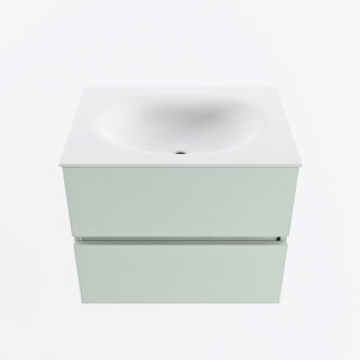 Mondiaz VICA 60cm badmeubel onderkast Greey 2 lades. Wastafel MOON midden zonder kraangat, kleur Talc.