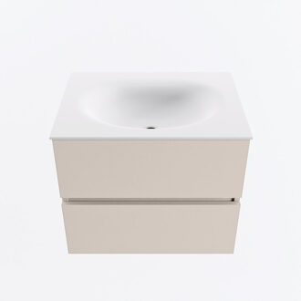 Mondiaz VICA 60cm badmeubel onderkast Linen 2 lades. Wastafel MOON midden 1 kraangat, kleur Talc.