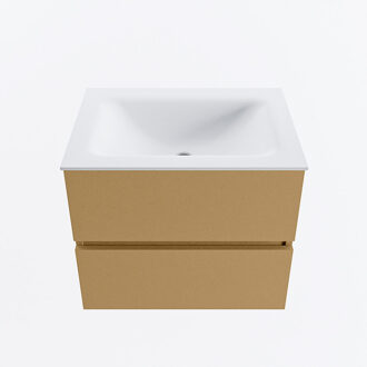 Mondiaz VICA 60cm badmeubel onderkast Oro 2 lades. Wastafel CLOUD midden 1 kraangat, kleur Talc.