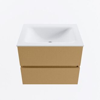 Mondiaz VICA 60cm badmeubel onderkast Oro 2 lades. Wastafel CLOUD midden zonder kraangat, kleur Talc.