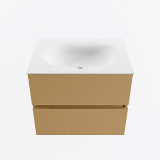 Mondiaz VICA 60cm badmeubel onderkast Oro 2 lades. Wastafel MOON midden 1 kraangat, kleur Talc.
