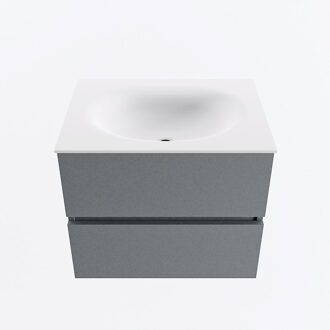 Mondiaz VICA 60cm badmeubel onderkast Plata 2 lades. Wastafel MOON midden 1 kraangat, kleur Talc.