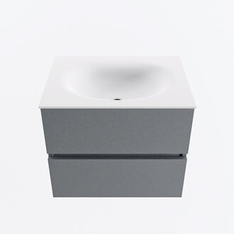 Mondiaz VICA 60cm badmeubel onderkast Plata 2 lades. Wastafel MOON midden zonder kraangat, kleur Talc.