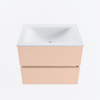 Mondiaz VICA 60cm badmeubel onderkast Rosee 2 lades. Wastafel CLOUD midden 1 kraangat, kleur Talc.