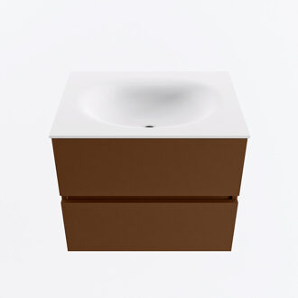 Mondiaz VICA 60cm badmeubel onderkast Rust 2 lades. Wastafel MOON midden 1 kraangat, kleur Talc.