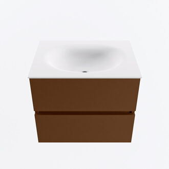 Mondiaz VICA 60cm badmeubel onderkast Rust 2 lades. Wastafel MOON midden zonder kraangat, kleur Talc.