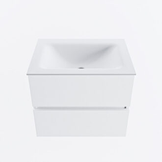 Mondiaz VICA 60cm badmeubel onderkast Talc 2 lades. Wastafel CLOUD midden 1 kraangat, kleur Talc.