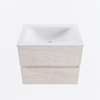 Mondiaz VICA 60cm badmeubel onderkast Underlayment 2 lades. Wastafel CLOUD midden 1 kraangat, kleur Talc.
