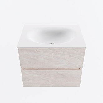 Mondiaz VICA 60cm badmeubel onderkast Underlayment 2 lades. Wastafel MOON midden 1 kraangat, kleur Talc.