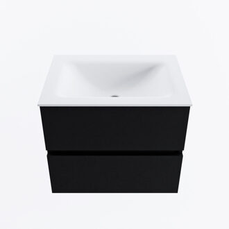 Mondiaz VICA 60cm badmeubel onderkast Urban 2 lades. Wastafel CLOUD midden zonder kraangat, kleur Talc.