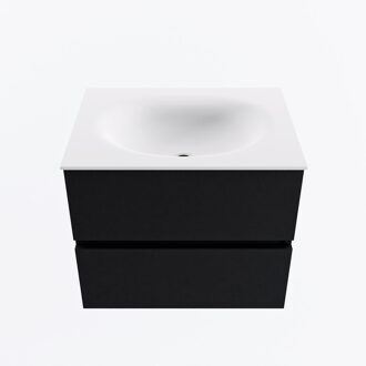 Mondiaz VICA 60cm badmeubel onderkast Urban 2 lades. Wastafel MOON midden 1 kraangat, kleur Talc.