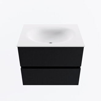 Mondiaz VICA 60cm badmeubel onderkast Urban 2 lades. Wastafel MOON midden zonder kraangat, kleur Talc.