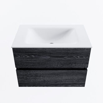 Mondiaz VICA 70cm badmeubel onderkast Antracite 2 lades. Wastafel CLOUD midden 1 kraangat, kleur Talc.