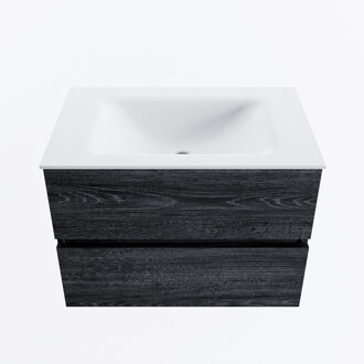 Mondiaz VICA 70cm badmeubel onderkast Antracite 2 lades. Wastafel CLOUD midden zonder kraangat, kleur Talc.