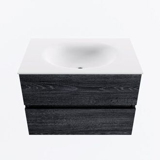 Mondiaz VICA 70cm badmeubel onderkast Antracite 2 lades. Wastafel MOON midden 1 kraangat, kleur Talc.