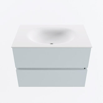 Mondiaz VICA 70cm badmeubel onderkast Clay 2 lades. Wastafel MOON midden zonder kraangat, kleur Talc.