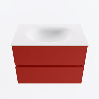 Mondiaz VICA 70cm badmeubel onderkast Fire 2 lades. Wastafel MOON midden 1 kraangat, kleur Talc.