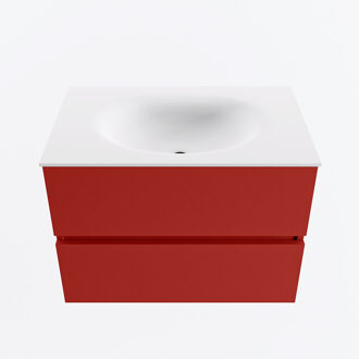 Mondiaz VICA 70cm badmeubel onderkast Fire 2 lades. Wastafel MOON midden zonder kraangat, kleur Talc.