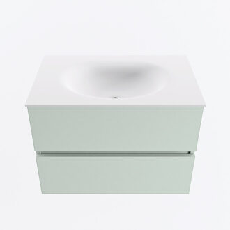 Mondiaz VICA 70cm badmeubel onderkast Greey 2 lades. Wastafel MOON midden zonder kraangat, kleur Talc.