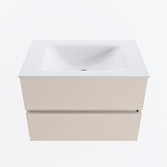 Mondiaz VICA 70cm badmeubel onderkast Linen 2 lades. Wastafel CLOUD midden zonder kraangat, kleur Talc.