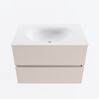 Mondiaz VICA 70cm badmeubel onderkast Linen 2 lades. Wastafel MOON midden 1 kraangat, kleur Talc.