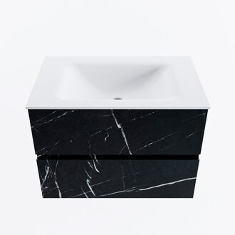 Mondiaz VICA 70cm badmeubel onderkast Marquina 2 lades. Wastafel CLOUD midden 1 kraangat, kleur Talc.