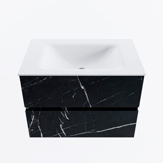 Mondiaz VICA 70cm badmeubel onderkast Marquina 2 lades. Wastafel CLOUD midden zonder kraangat, kleur Talc.