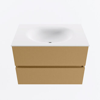 Mondiaz VICA 70cm badmeubel onderkast Oro 2 lades. Wastafel MOON midden zonder kraangat, kleur Talc.