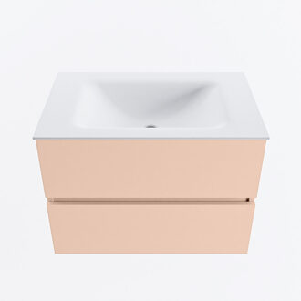 Mondiaz VICA 70cm badmeubel onderkast Rosee 2 lades. Wastafel CLOUD midden zonder kraangat, kleur Talc.
