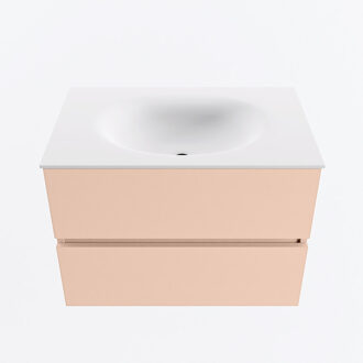Mondiaz VICA 70cm badmeubel onderkast Rosee 2 lades. Wastafel MOON midden 1 kraangat, kleur Talc.