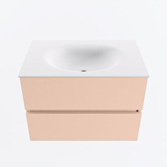 Mondiaz VICA 70cm badmeubel onderkast Rosee 2 lades. Wastafel MOON midden zonder kraangat, kleur Talc.