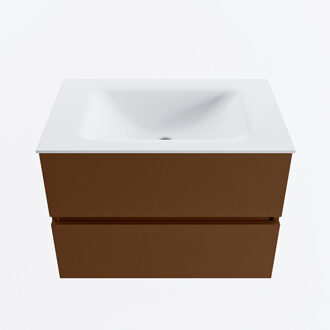 Mondiaz VICA 70cm badmeubel onderkast Rust 2 lades. Wastafel CLOUD midden zonder kraangat, kleur Talc.