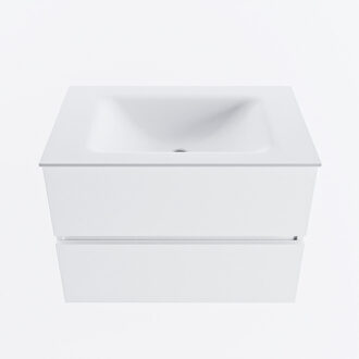 Mondiaz VICA 70cm badmeubel onderkast Talc 2 lades. Wastafel CLOUD midden 1 kraangat, kleur Talc.